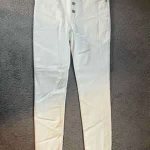 Final⬇️ NWT Madewell 9" Mid Rise White Skinny Raw Frayed Hem Stretchy Jeans 29